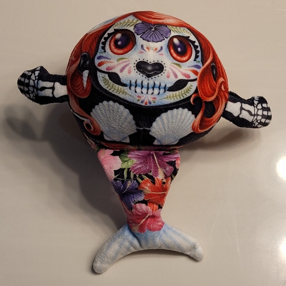 Sugar Skull Mermaid Round Floral Plush - Picture 2 of 11